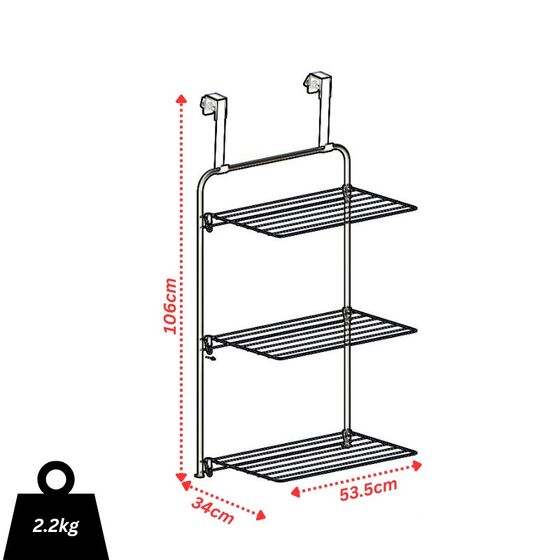 FILPLAST Απλώστρα Πόρτας 53.5x34x106cm Μεταλλική 3 Επιπέδων 11m Άπλωμα Βάρος 2.2kg Tulipano 11 Plus Ιταλία