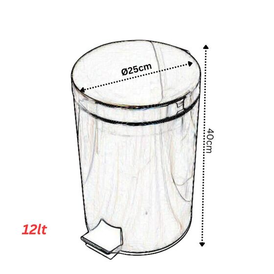 VESTA Κάδος με Πεντάλ ΙΝΟΧ 12lt Ø25x40cm