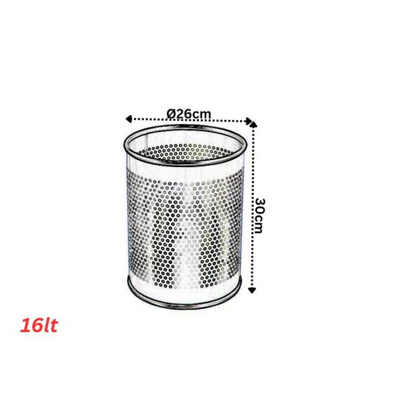 Κάδος Απορριμμάτων Γραφείου 16lt Φ26x30cm Επινικελωμένο Ατσάλι