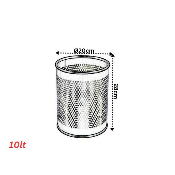 Κάδος Απορριμμάτων Γραφείου 10lt Φ20x28cm Επινικελωμένο Ατσάλι