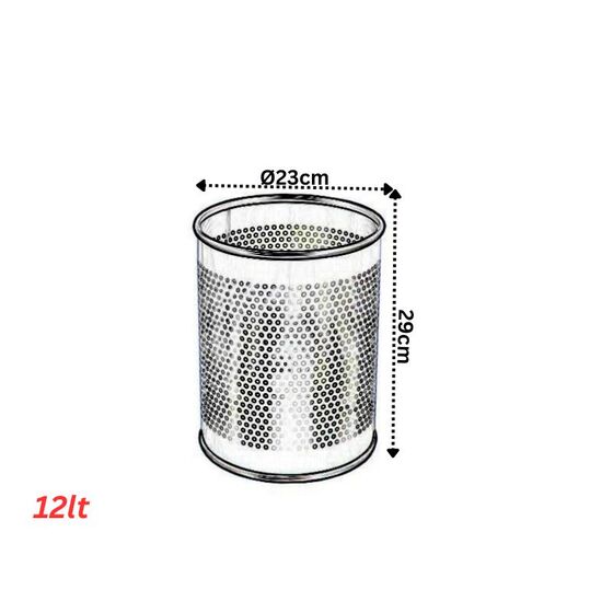 Κάδος Απορριμμάτων Γραφείου 12lt Φ23x29cm Επινικελωμένο Ατσάλι