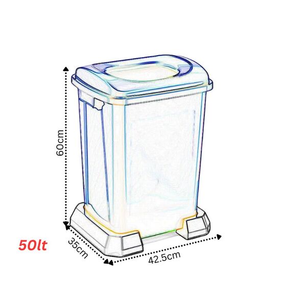 Κάδος Ανακύκλωσης 50lt με Πλαστική Βάση 42.5x35x60cm με Άνοιγμα 23.7x18.7cm στο Καπάκι Πλαστικός 2.07kg Κόκκινο
