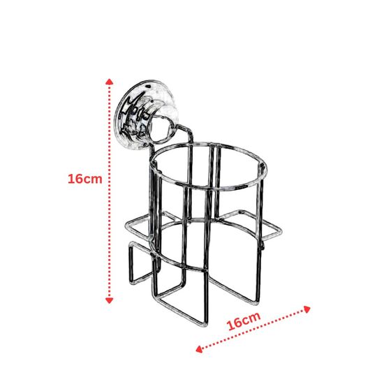 TEKNO-TEL Θήκη για Σεσουάρ 16x14x16cm Πάχος Ø5mm Αντοχή 12kg Επιχρωμιωμένο Ατσάλι με Βεντούζα EXTRA STRONG