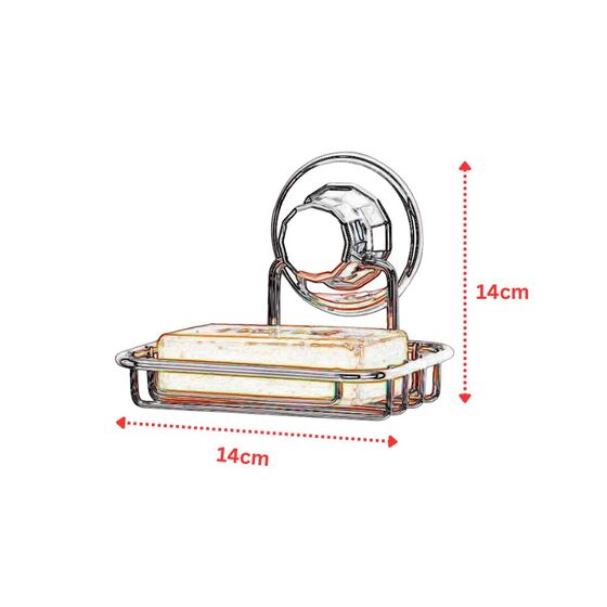 TEKNO-TEL Σαπουνοθήκη Τοίχου 14x14x7cm Αντοχή 12kg Επιχρωμιωμένο Ατσάλι με Βεντούζα EXTRA STRONG