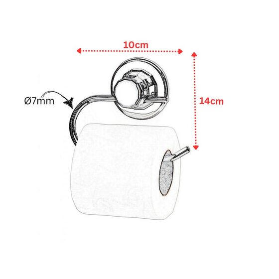 TEKNO-TEL Χαρτοθήκη Τοίχου 10x9x14cm Πάχος Ø7mm Αντοχή 12kg Επιχρωμιωμένο Ατσάλι με Βεντούζα EXTRA STRONG
