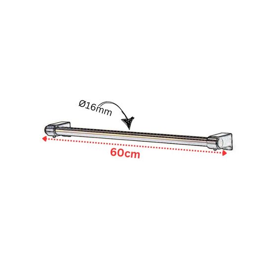 TEKNO-TEL Ράγα Κουζίνας Μήκος 60cm Ø16cm Επιχρωμιωμένο Ατσάλι Μαύρο Matt