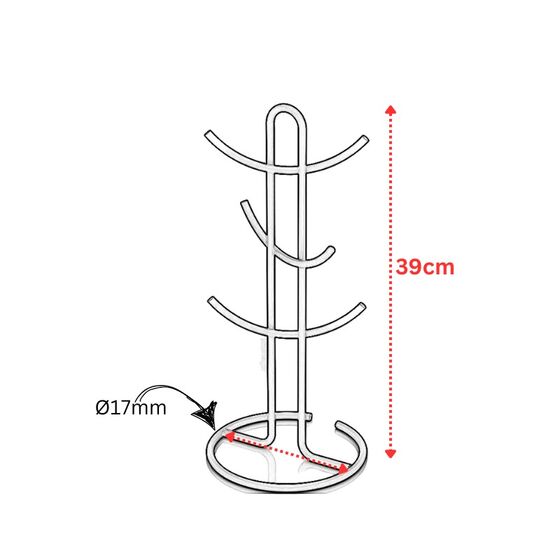 TEKNO-TEL Βάση για 6 Κούπες Επιτραπέζια Ø17x39cm Επιχρωμιωμένο Ατσάλι Μαύρη Matte