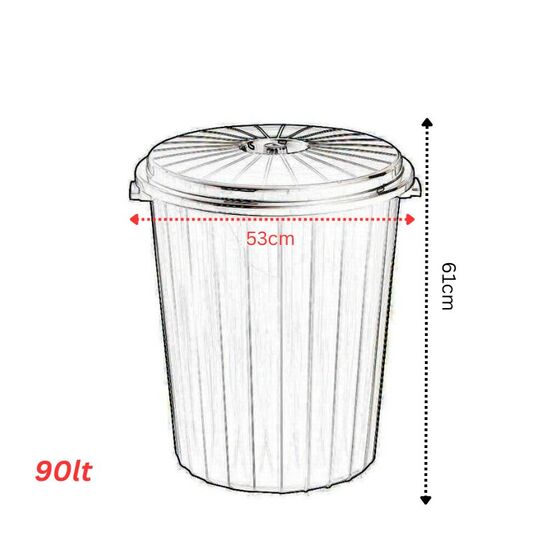 PLANET Kάδος Απορριμμάτων 90lt Ø53x61cm Πλαστικός με Καπάκι 2.3 Kg Κουζίνας-Επαγγελματικός Γκρι Μπεζ