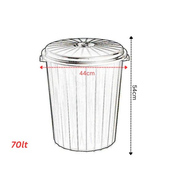 Kάδος Απορριμμάτων 70lt Ø44x54cm Πλαστικός με Καπάκι 1.3 Kg Κουζίνας-Επαγγελματικός Γκρι Μπεζ