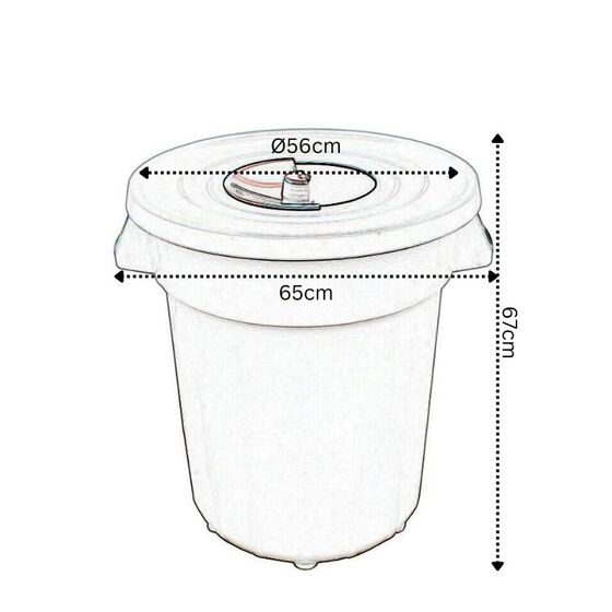 PLANET Κάδος Απορριμάτων 120lt Ø56x67cm Επαγγελματικός Πλαστικός με Καπάκι + Ημικυκλική Θυρίδα Απορριμάτων 3.75kg Μαύρο με Κίτρινη Θυρίδα
