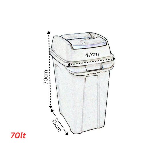 PLANET Κάδος Απορριμμάτων 70lt 47x35x70cm 2.5kg Πλαστικός Επαγγελματικός/Οικιακός με Παλλόμενο Άνοιγμα Μαύρο-Μπλε