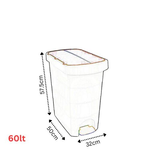 Κάδος Απορριμάτων 60lt Πλαστικός 32x50x57.5cm Επαγγελματικός/Οικιακός 2.73kg με Πεντάλ και Καπάκι Πεταλούδα PELICAN Μαύρο - Κίτρινο