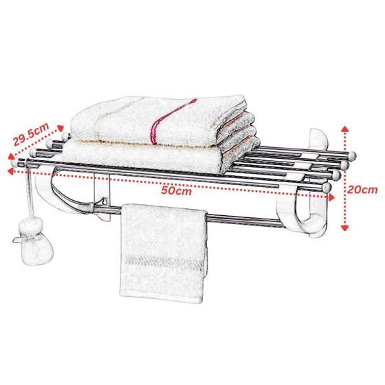 PRIMANOVA Ραφιέρα Μπάνιου για Πετσέτες 50x29.5x20cm Αλουμίνιο-Πλαστικό 0.58kg Λευκή