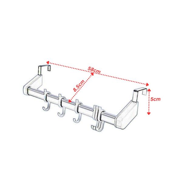 PRIMANOVA Κρεμάστρα Πόρτας με 6 Γάντζους 58x8.5x5cm Αλουμίνιο-Πλαστικό