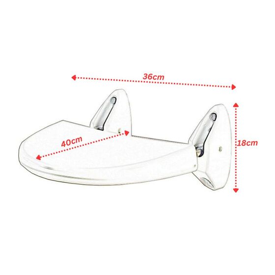 Κάθισμα Μπάνιου 36x40x18cm Βιδωτό Τοίχου Αναδιπλούμενο Πλαστικό ABS ΜΑΧ Αντοχή 120kg Βάρος 1.86kg Λευκό