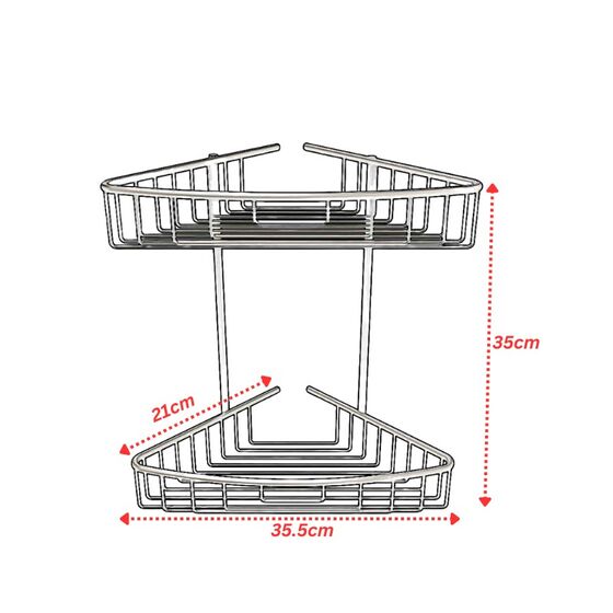Ραφιέρα Μπάνιου Γωνιακή 2όροφη 35.5x21x35cm 0.83kg Αλουμίνιο Μαύρη