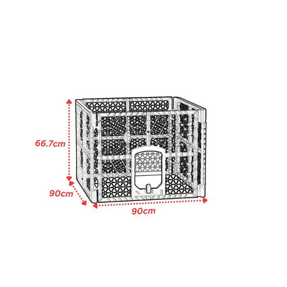 VESTA Πάρκο Περιορισμού και Περίφραξης Κατοικιδίου 90x90x66.7cm Πλαστικό 6.33kg Tetrahedral Καφέ