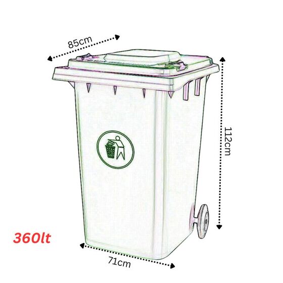 Κάδος Απορριμάτων 360lt με Ρόδες 71x85x112cm Πλαστικός ΒΑΡΕΟΥ ΤΥΠΟΥ 20kg Επαγγελματικός/Οικιακός Κήπου Πράσινος