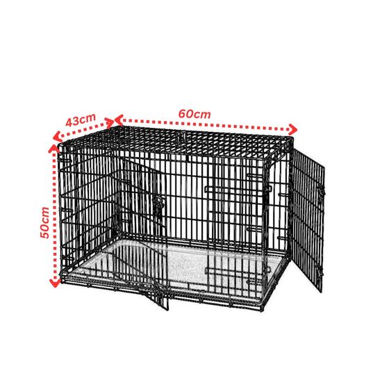 VESTA Συρμάτινο Κλουβί Περιορισμού και Περίφραξης Crate Small 60x43x50cm 7kg Μεταλλικό - Πλαστικό Μαύρο