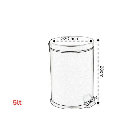 VESTA Κάδος Μπάνιου 5lt με Πεντάλ Ø20.5x28cm Μεταλλικός Γκρι