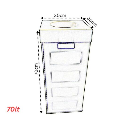 Κάδος Απορριμμάτων/Ανακύκλωσης 70lt 30x30x70cm Πλαστικός με Άνοιγμα στο Καπάκι Συναρμολογούμενος CUBO Full Color Μπλε Αιγαίου Ελλάδας