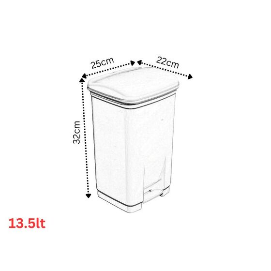 Κάδος Μπάνιου Πεντάλ 13.5lt 25x22x32cm Εσωτερικό Κάδο 7lt 18x18x24cm Πλαστικός Ασημί VIOMES Ελλάδας