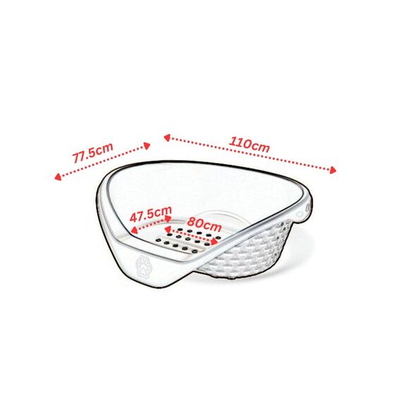 Κρεβάτι Σκύλου-Γάτας 110x77.5x36.5cm RATTAN με Σύστημα Αερισμού Καφέ BAMA Ιταλίας