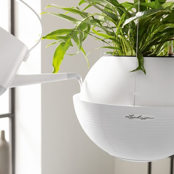 LECHUZA BOLA Color 23 Αυτοποτιζόμενη Λευκή με Κάδο Φύτευσης και Σύστημα Ανάρτησης