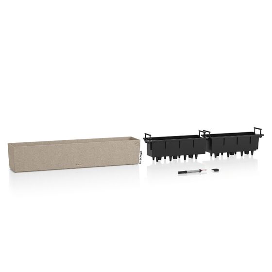 LECHUZA Balconera Stone 100 Ζαρντινιέρα 100x19x19cm Αυτοποτιζόμενη με Δοχείο Φύτευσης Sand Beige Γερμανίας