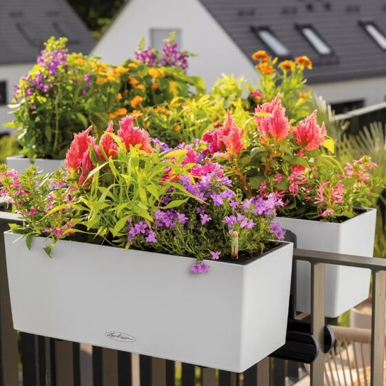 LECHUZA Balconera Color 40 Ζαρντινιέρα 40x19x19cm Αυτοποτιζόμενη με Δοχείο Φύτευσης Λευκή Γερμανίας