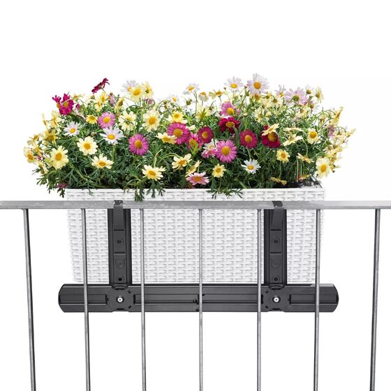 LECHUZA Balconera Cottage 100 Ζαρντινιέρα 100x19x19cm Αυτοποτιζόμενη με 2 Δοχεία Φύτευσης Graphite Black Γερμανίας