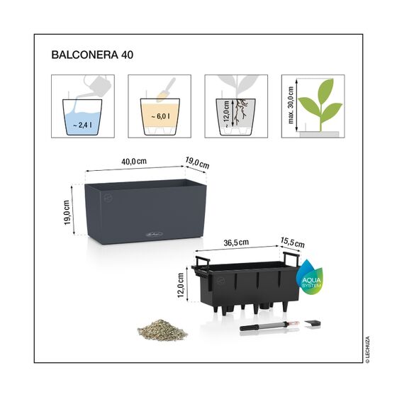 LECHUZA Balconera Color 40 Ζαρντινιέρα 40x19x19cm Αυτοποτιζόμενη με Δοχείο Φύτευσης Nutmeg Γερμανίας