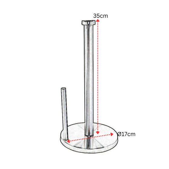 VESTA Θήκη για Χαρτί Κουζίνας INOX Ø17x35cm Επιτραπέζια με Φρένο Ασημί