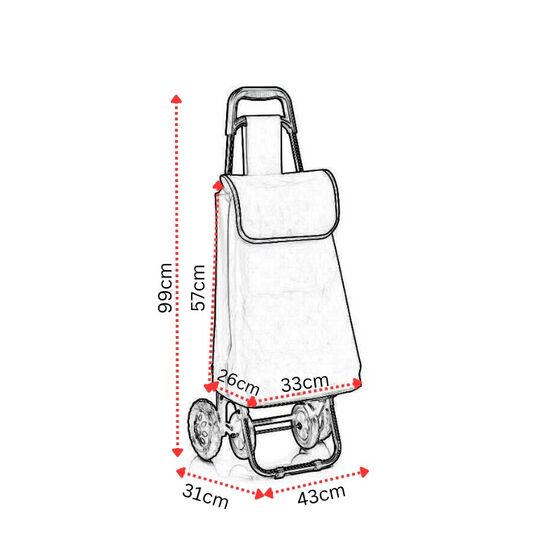 VESTA Καρότσι Λαϊκής 55lt Αλουμινίου 43x31x99cm με Σάκο Πολυεστέρα Αντοχής 30kg Weekend Κόκκινο