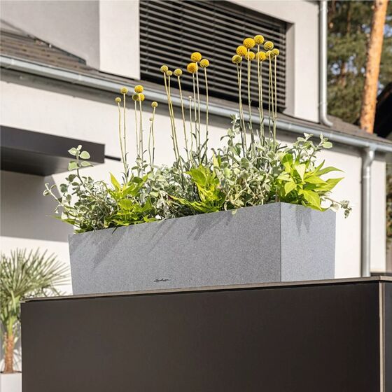 LECHUZA Balconera Stone 100 Ζαρντινιέρα 100x19x19cm Αυτοποτιζόμενη με Δοχείο Φύτευσης Quartz White Γερμανίας