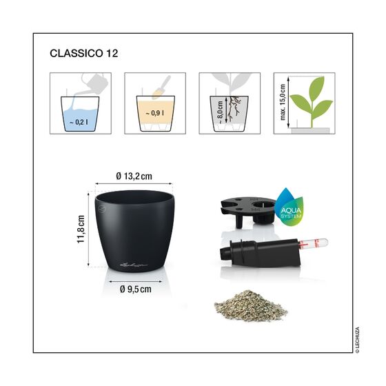 LECHUZA Classico Color 12 Επιτραπέζια Γλάστρα Ø13x12cm Αυτοποτιζόμενη Λευκή Γερμανίας