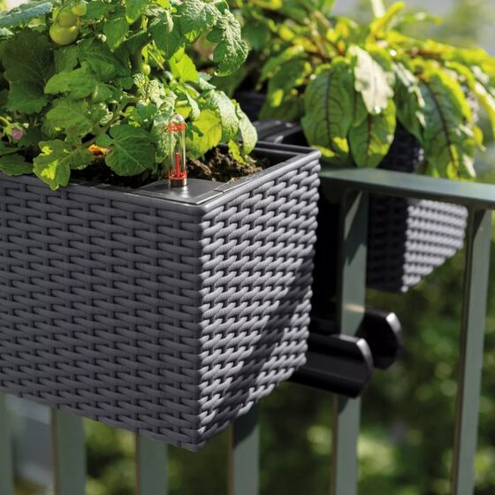 LECHUZA Balconera Cottage 100 Ζαρντινιέρα 100x19x19cm Αυτοποτιζόμενη με 2 Δοχεία Φύτευσης Λευκή Γερμανίας