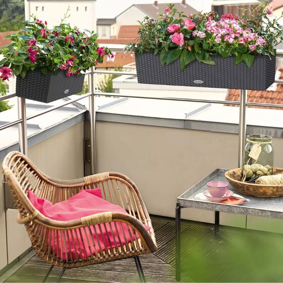 LECHUZA Balconera Cottage 40 Ζαρντινιέρα 40x19x19cm Αυτοποτιζόμενη με Δοχείο Φύτευσης Granite Γερμανίας