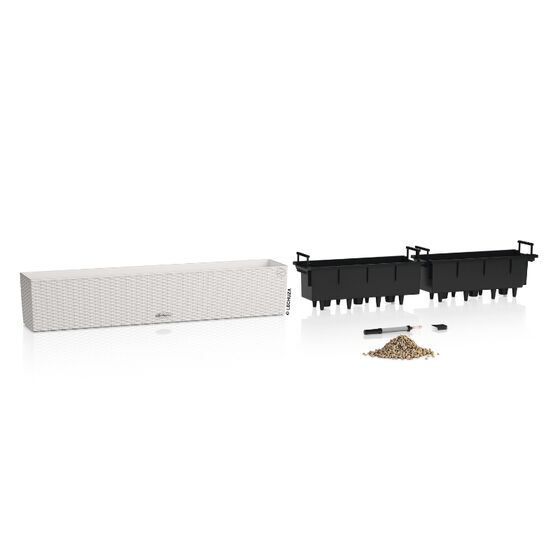 LECHUZA Balconera Cottage 100 Ζαρντινιέρα 100x19x19cm Αυτοποτιζόμενη με 2 Δοχεία Φύτευσης Light Grey Γερμανίας