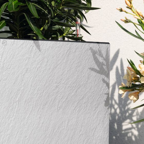LECHUZA Canto Slatestone High 30 Επιδαπέδια Γλάστρα 30x30x56cm Αυτοποτιζόμενη με Δοχείο Light Grey όψη Σχιστόλιθου Γερμανίας