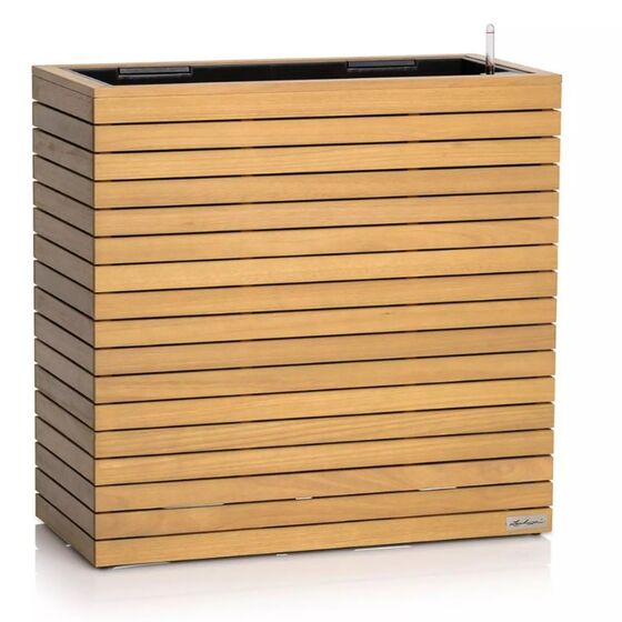 LECHUZA PALO Natural Wood Wide 80 High Επιδαπέδια Γλάστρα 79x37x77cm Αυτοποτιζόμενη με Δοχείο Φυσικό Ξύλο Ευκαλύπτου