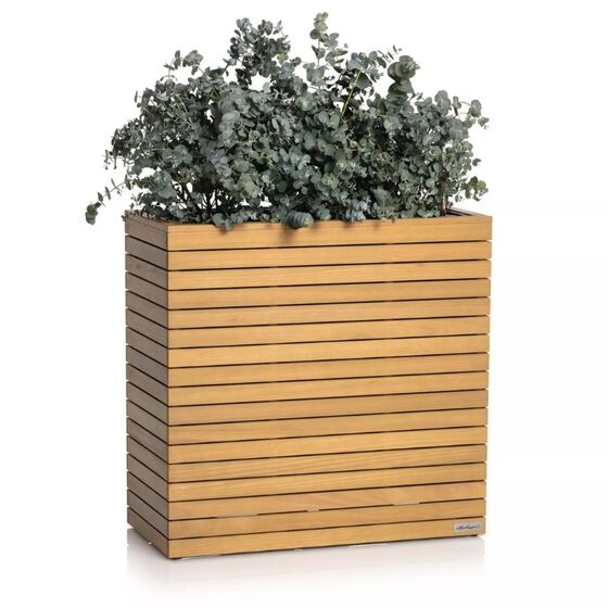 LECHUZA PALO Natural Wood Wide 80 High Επιδαπέδια Γλάστρα 79x37x77cm Αυτοποτιζόμενη με Δοχείο Φυσικό Ξύλο Ευκαλύπτου