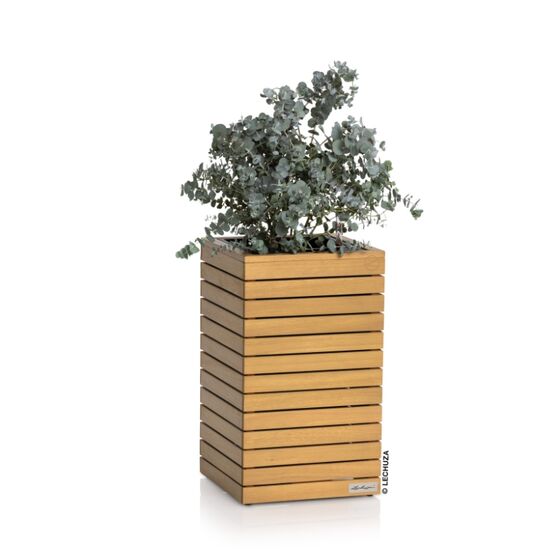 LECHUZA PALO Natural Wood High 45  Επιδαπέδια Γλάστρα 44x44x77cm Αυτοποτιζόμενη με Δοχείο Φυσικό Ξύλο Ευκαλύπτου