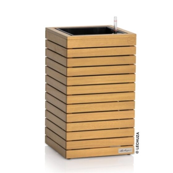 LECHUZA PALO Natural Wood High 35  Επιδαπέδια Γλάστρα 35x35x59cm Αυτοποτιζόμενη με Δοχείο Φυσικό Ξύλο Ευκαλύπτου