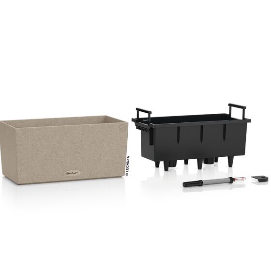 LECHUZA Balconera Stone 40 Ζαρντινιέρα 40x19x19cm Αυτοποτιζόμενη με Δοχείο Φύτευσης Sand Beige Γερμανίας
