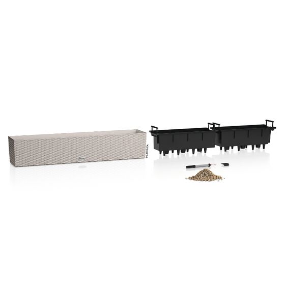 LECHUZA Balconera Cottage 100 Ζαρντινιέρα 100x19x19cm Αυτοποτιζόμενη με 2 Δοχεία Φύτευσης Sand Brown Γερμανίας