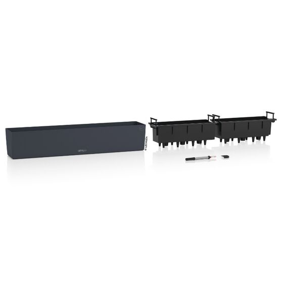 LECHUZA Balconera Color 100 Ζαρντινιέρα 100x19x19cm Αυτοποτιζόμενη με Δοχείο Φύτευσης Slate Γερμανίας