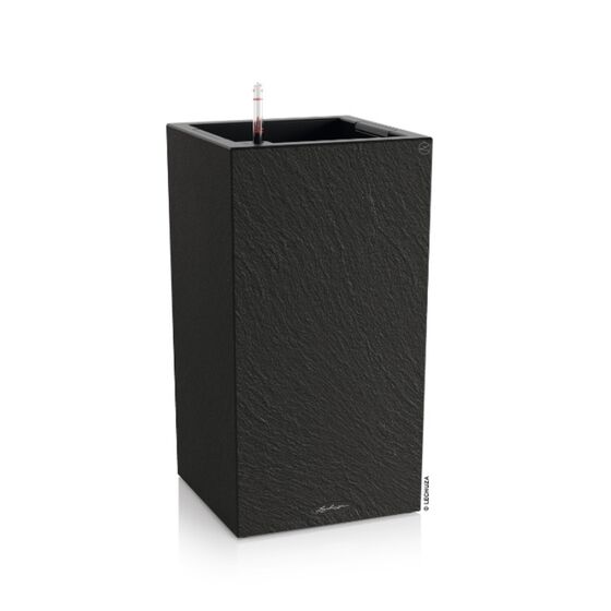 LECHUZA Canto Slatestone High 30 Επιδαπέδια Γλάστρα 30x30x56cm Αυτοποτιζόμενη με Δοχείο Dark Grey όψη Σχιστόλιθου Γερμανίας