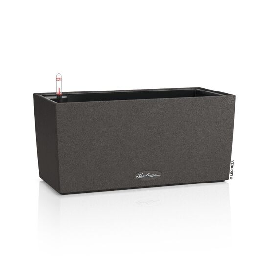 LECHUZA Balconera Stone 40 Ζαρντινιέρα 40x19x19cm Αυτοποτιζόμενη με Δοχείο Φύτευσης Graphite Black Γερμανίας