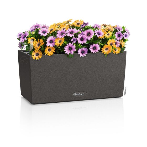 LECHUZA Balconera Stone 40 Ζαρντινιέρα 40x19x19cm Αυτοποτιζόμενη με Δοχείο Φύτευσης Graphite Black Γερμανίας